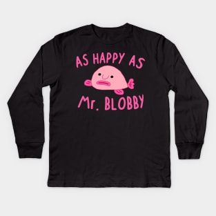 Blobfish Blob Face Sea Animal Pink Gift Idea Kids Long Sleeve T-Shirt